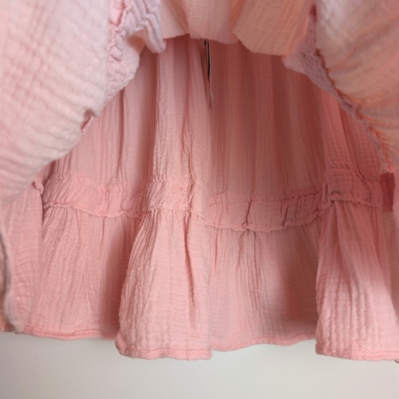 Cotton On Curvy Gauze Pink Smocked Frill Skirt Size 16 - Picture 4 of 6